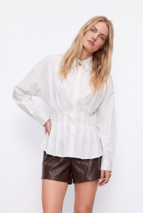 Camisa de Popelín con Pliegues