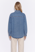 Camisa de Jeans Oversize con Broches Metálicos