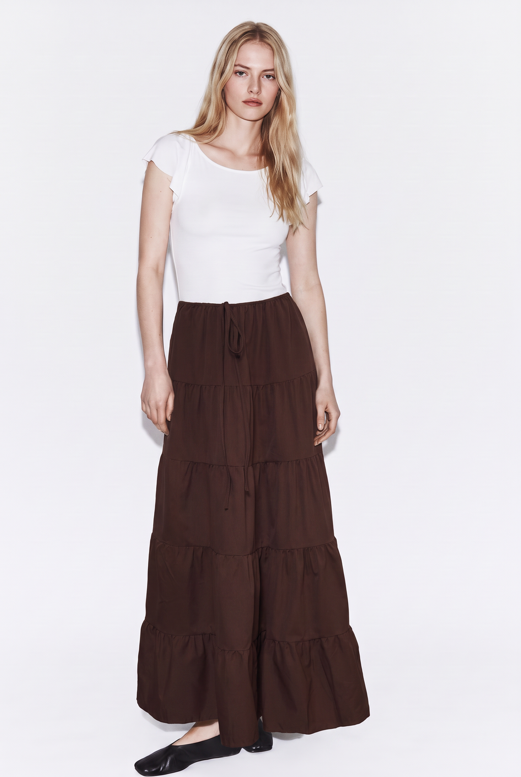 Falda Larga de Capas con Volantes Estilo Boho