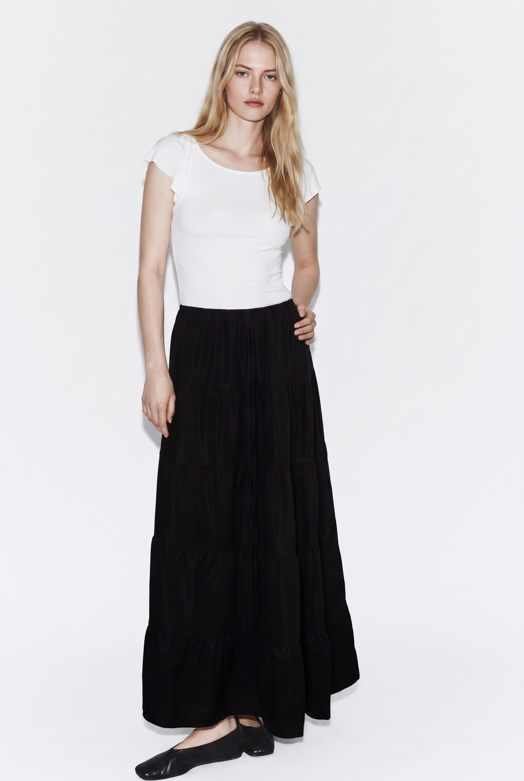 Falda Larga de Capas con Volantes Estilo Boho
