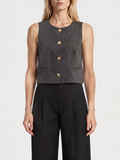Gilet a Rayas Forrado Botones Dorados