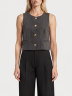 Gilet a Rayas Forrado Botones Dorados