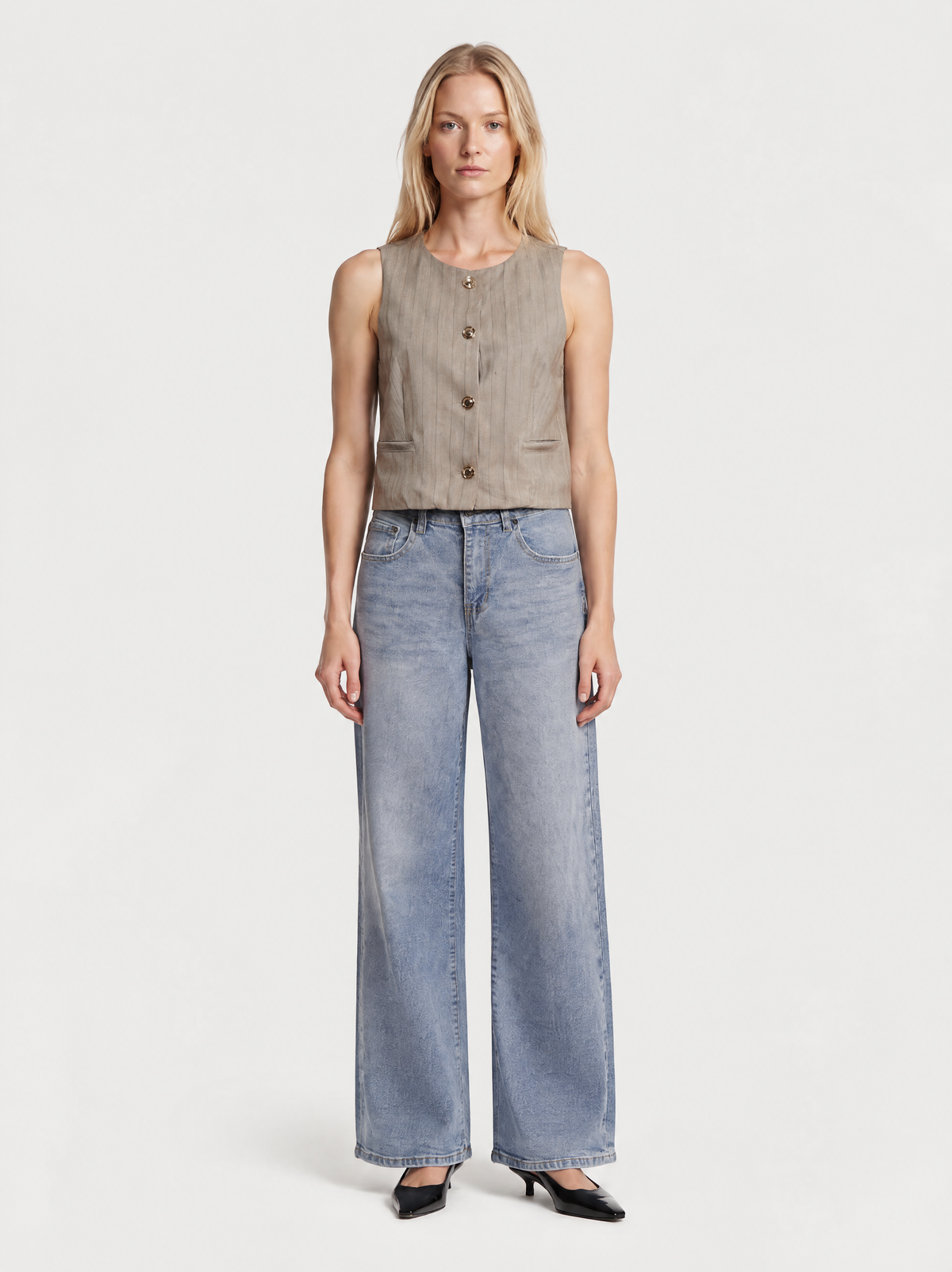 Gilet a Rayas Forrado Botones Dorados