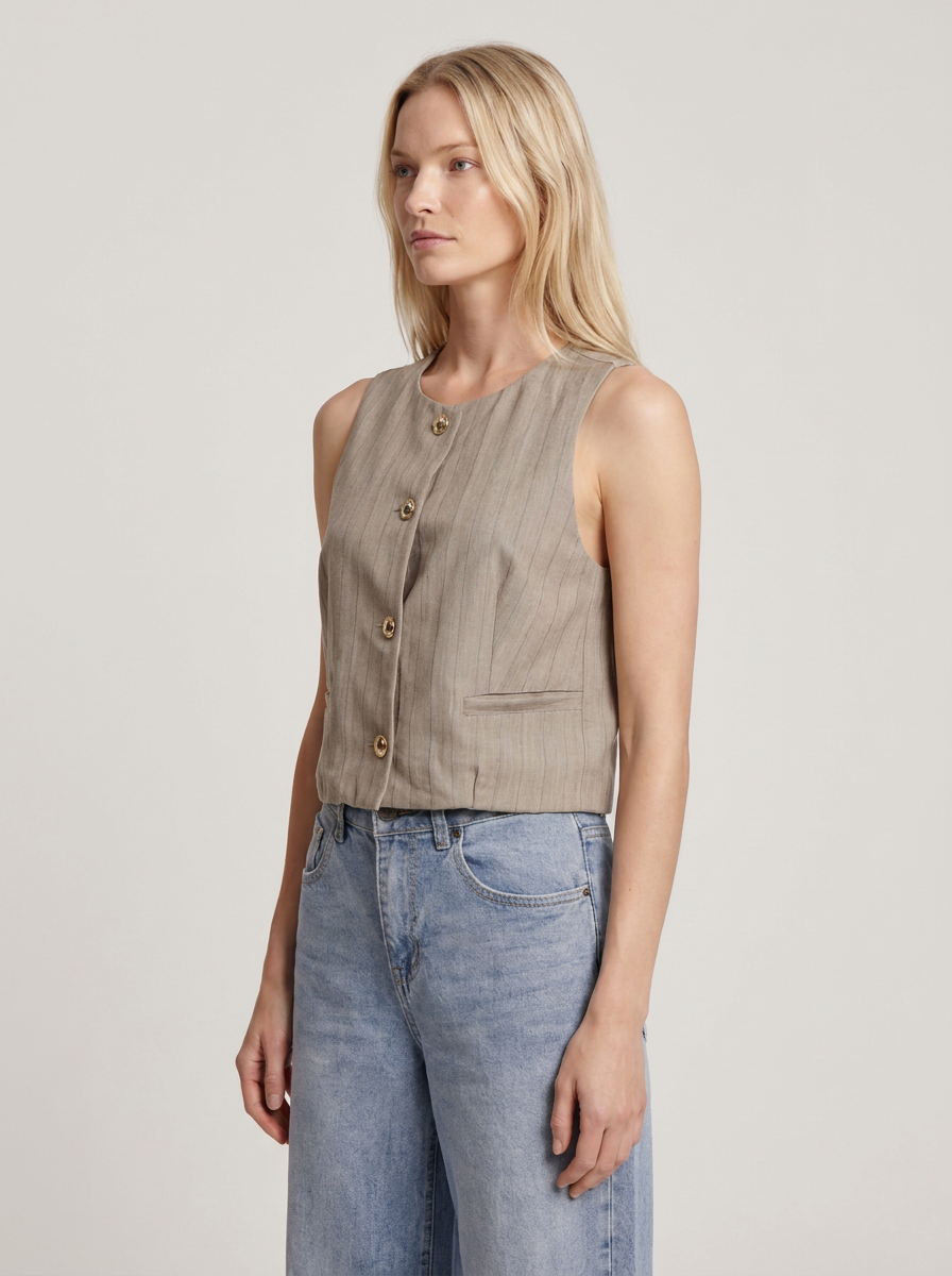Gilet a Rayas Forrado Botones Dorados