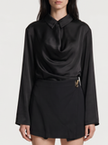 Blusa Satín Fluida Drapeada