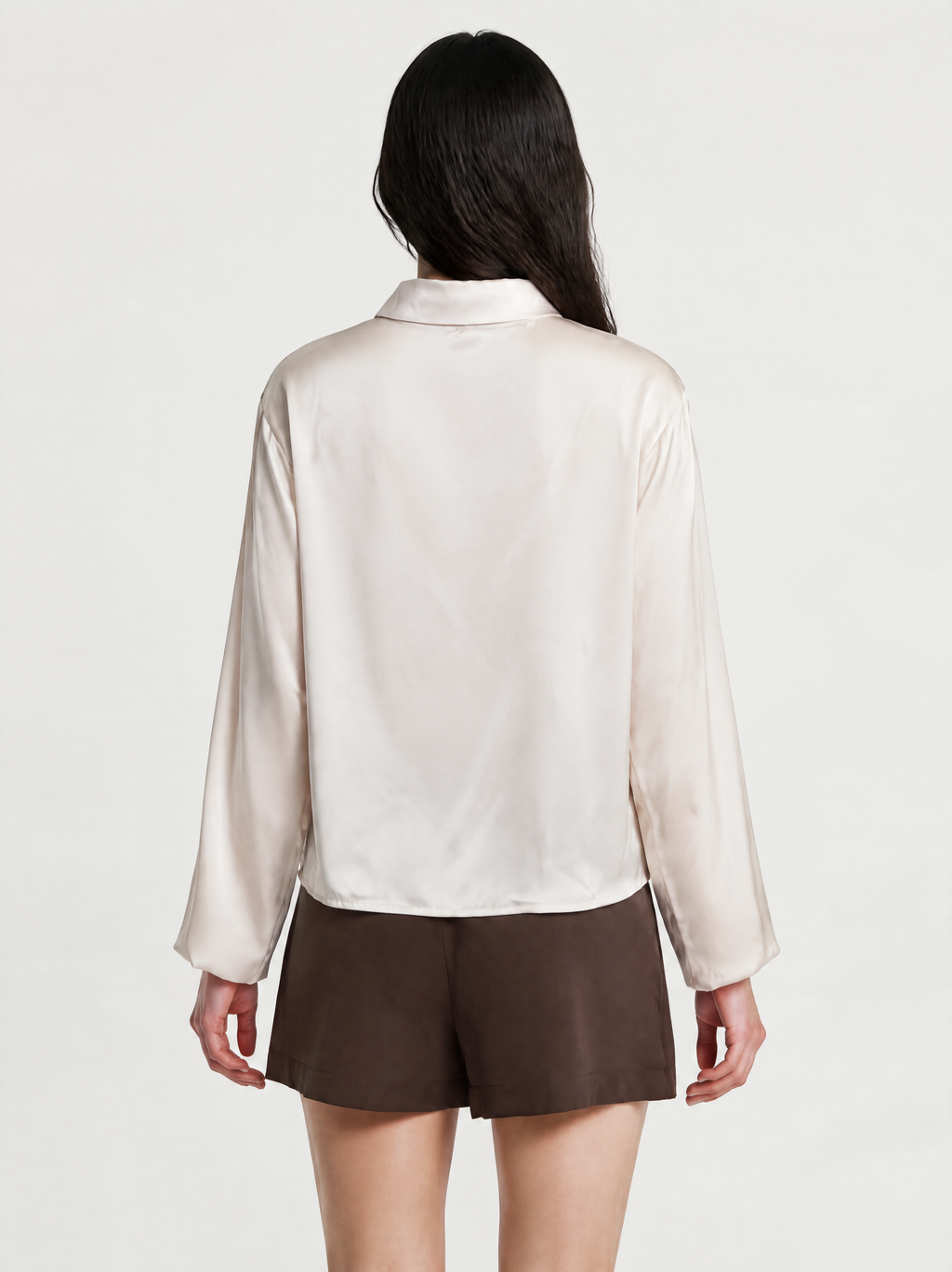 Blusa Satín Fluida Drapeada