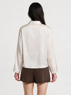 Blusa Satín Fluida Drapeada