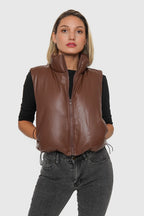 Puffer Sin Mangas Ecocuero