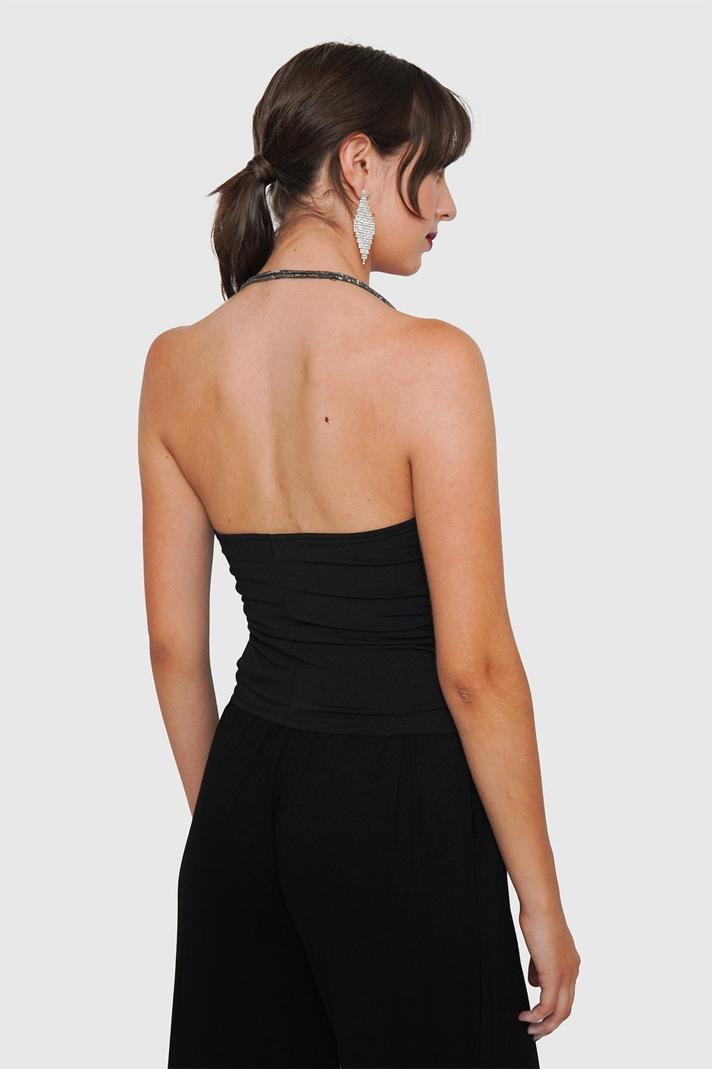 Top Drapeado Elasticado + Cierre Cadena Bling
