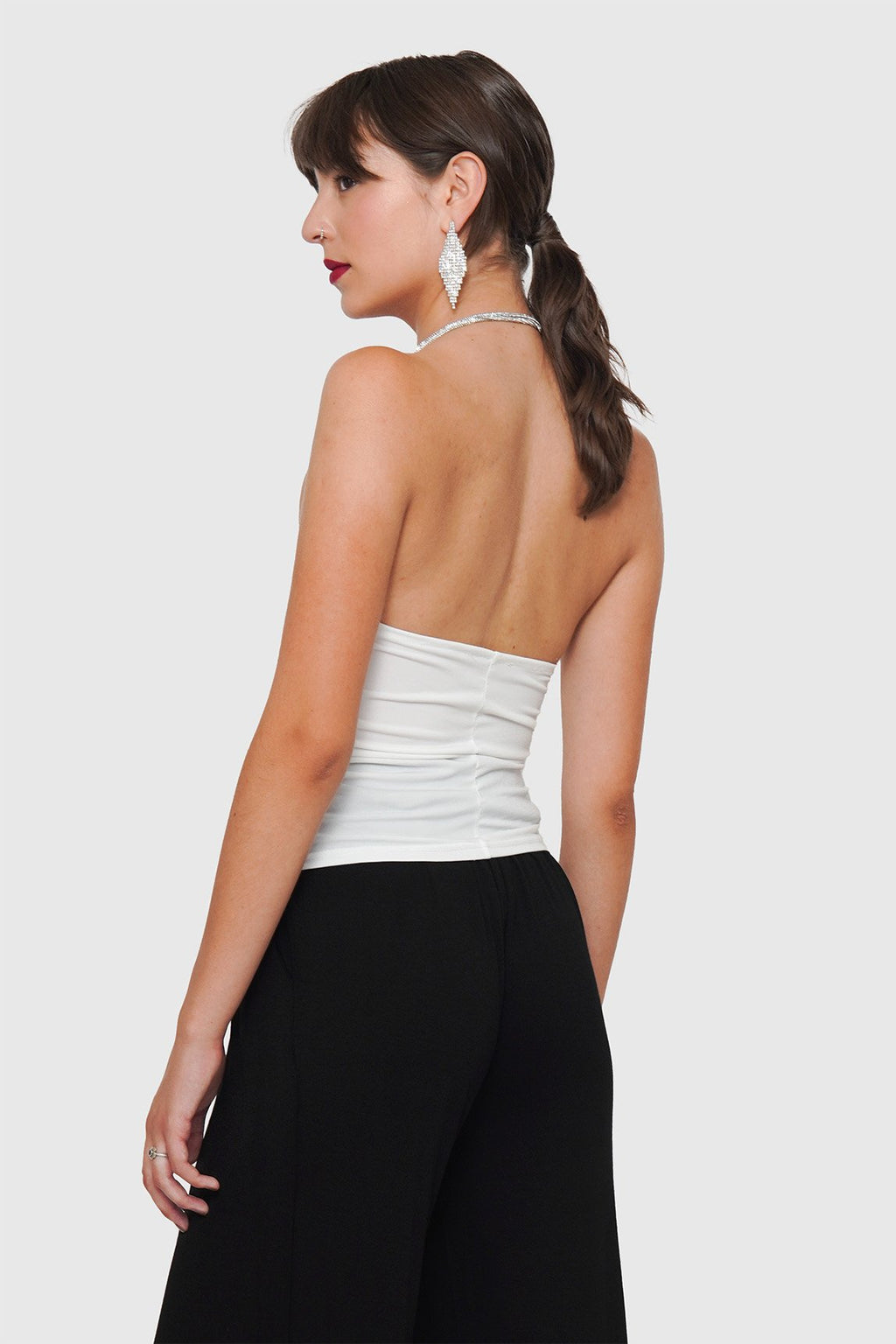Top Drapeado Elasticado + Cierre Cadena Bling