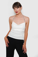Top Drapeado Elasticado + Cierre Cadena Bling