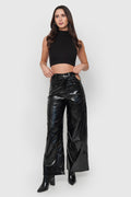 Pantalón Cut Out Efecto Piel Brillante