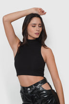 Pantalón Cut Out Efecto Piel Brillante