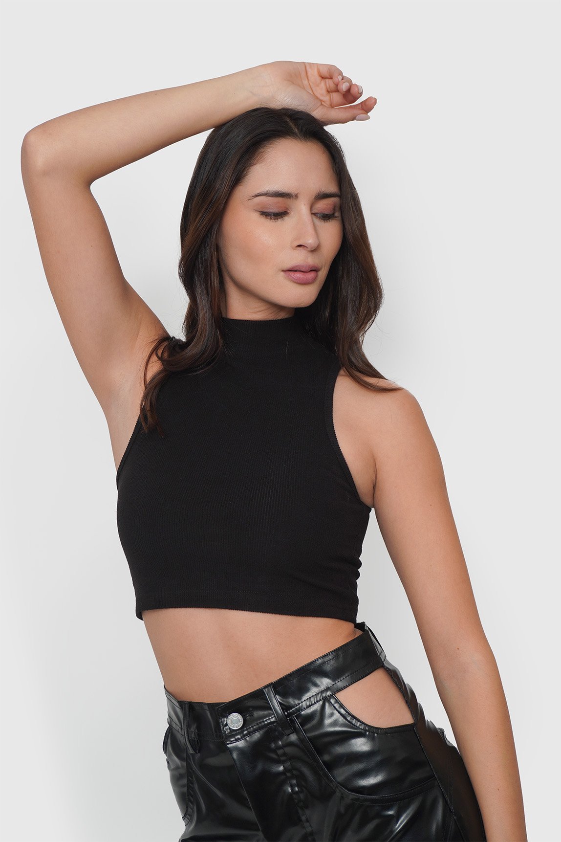 Pantalón Cut Out Efecto Piel Brillante
