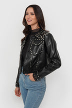 Chaqueta Eco Cuero Tachas + Strass