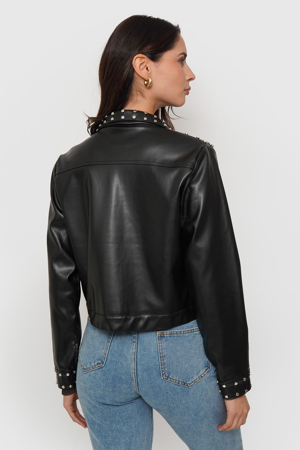 Chaqueta Eco Cuero Tachas + Strass