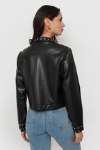 Chaqueta Eco Cuero Tachas + Strass
