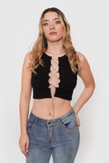 Top Seamless con Cordón Frontal y Joyas