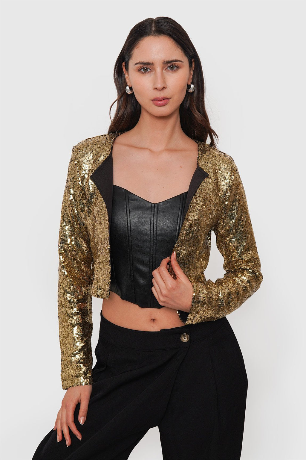 Blazer Crop Forrado Lentejuelas