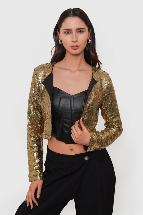 Blazer Crop Forrado Lentejuelas