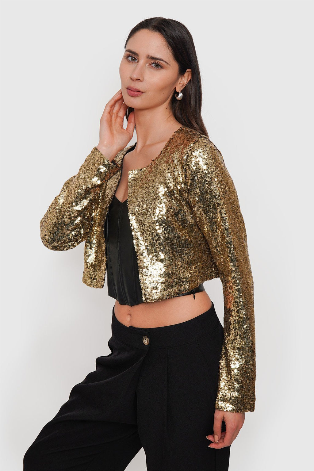 Blazer Crop Forrado Lentejuelas