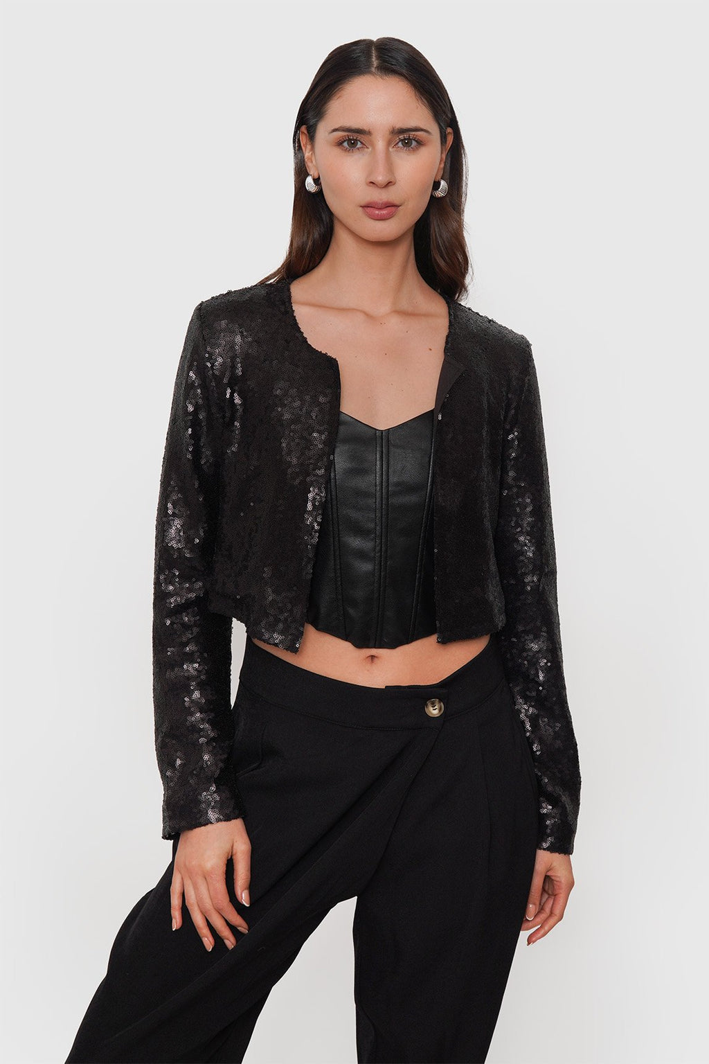 Blazer Crop Forrado Lentejuelas