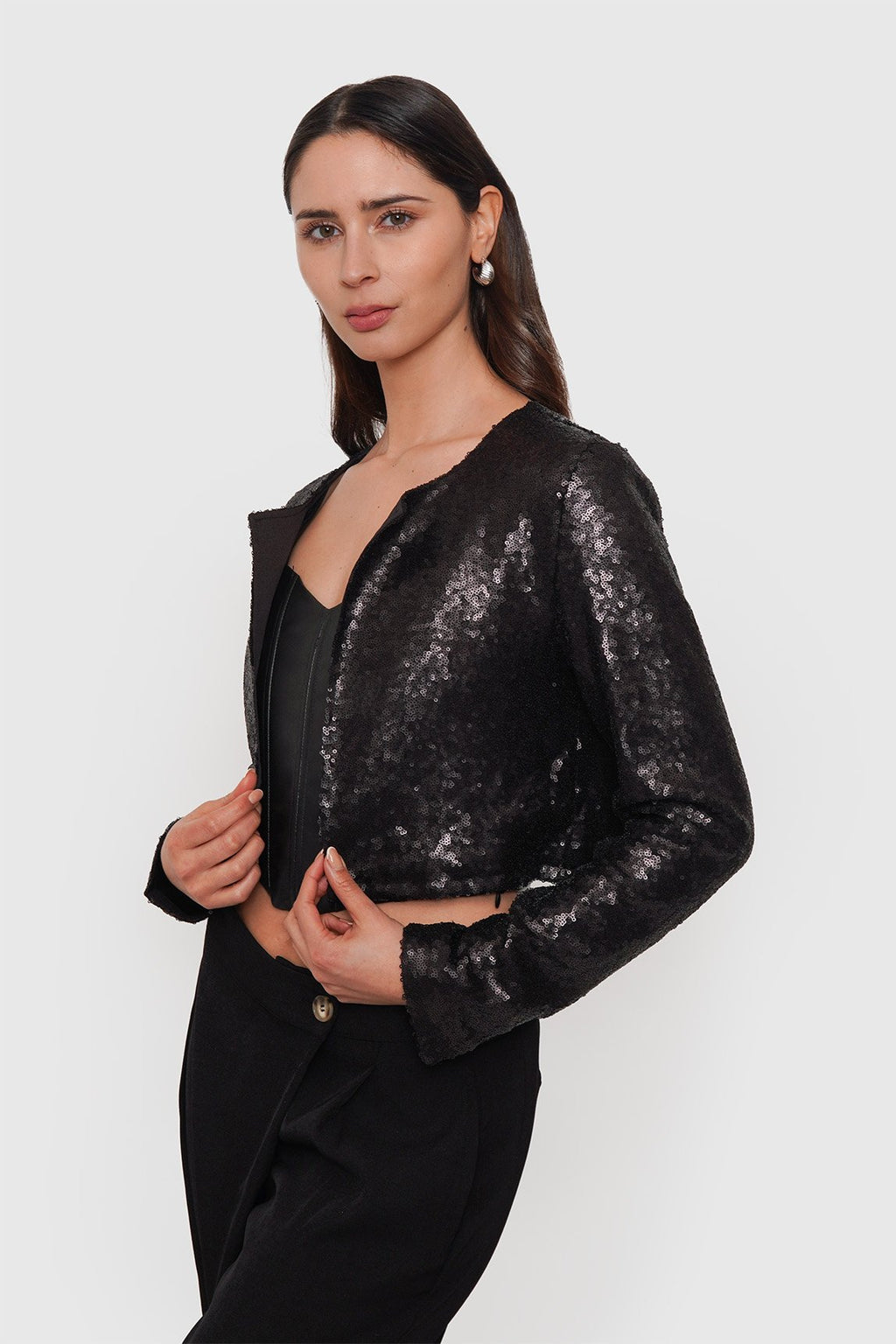 Blazer Crop Forrado Lentejuelas
