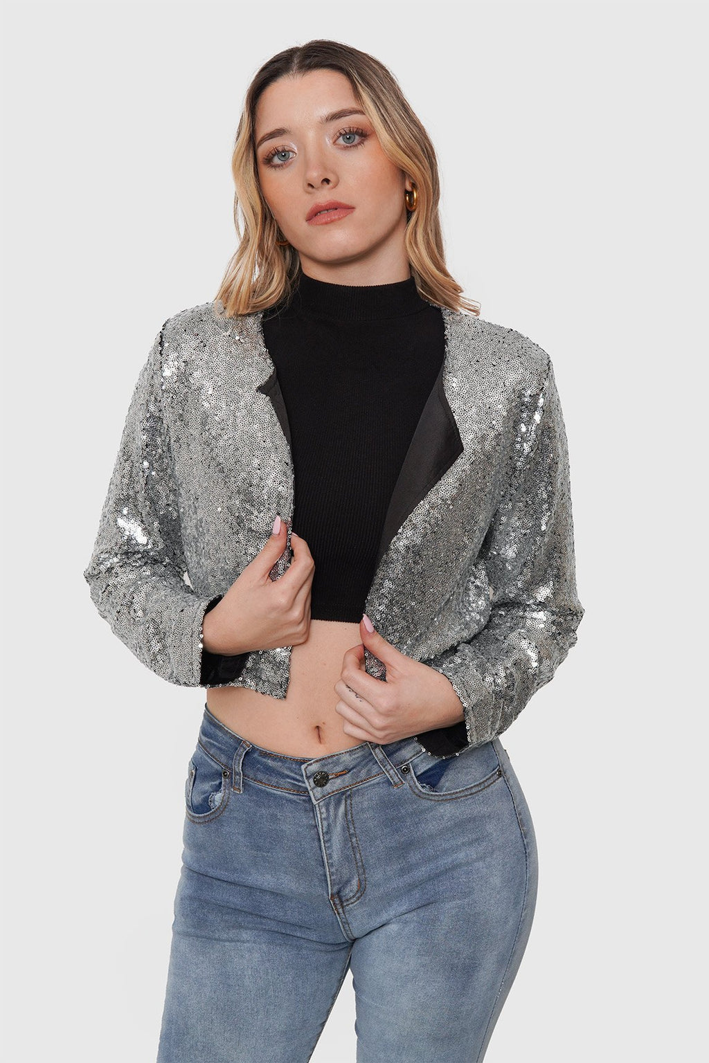 Blazer Crop Forrado Lentejuelas