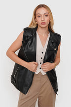 Chaqueta Oversize Eco Cuero Sin Mangas
