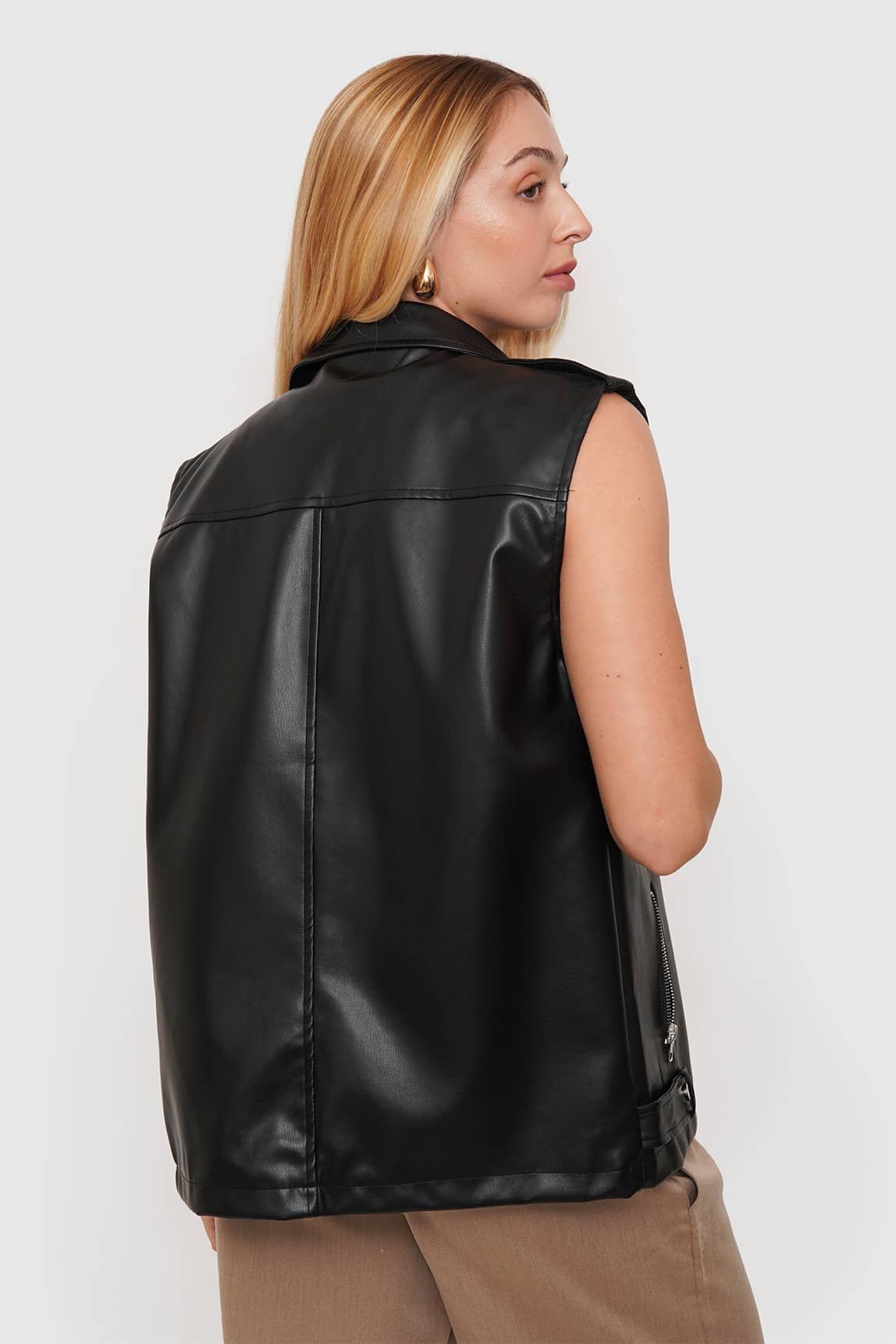 Chaqueta Oversize Eco Cuero Sin Mangas