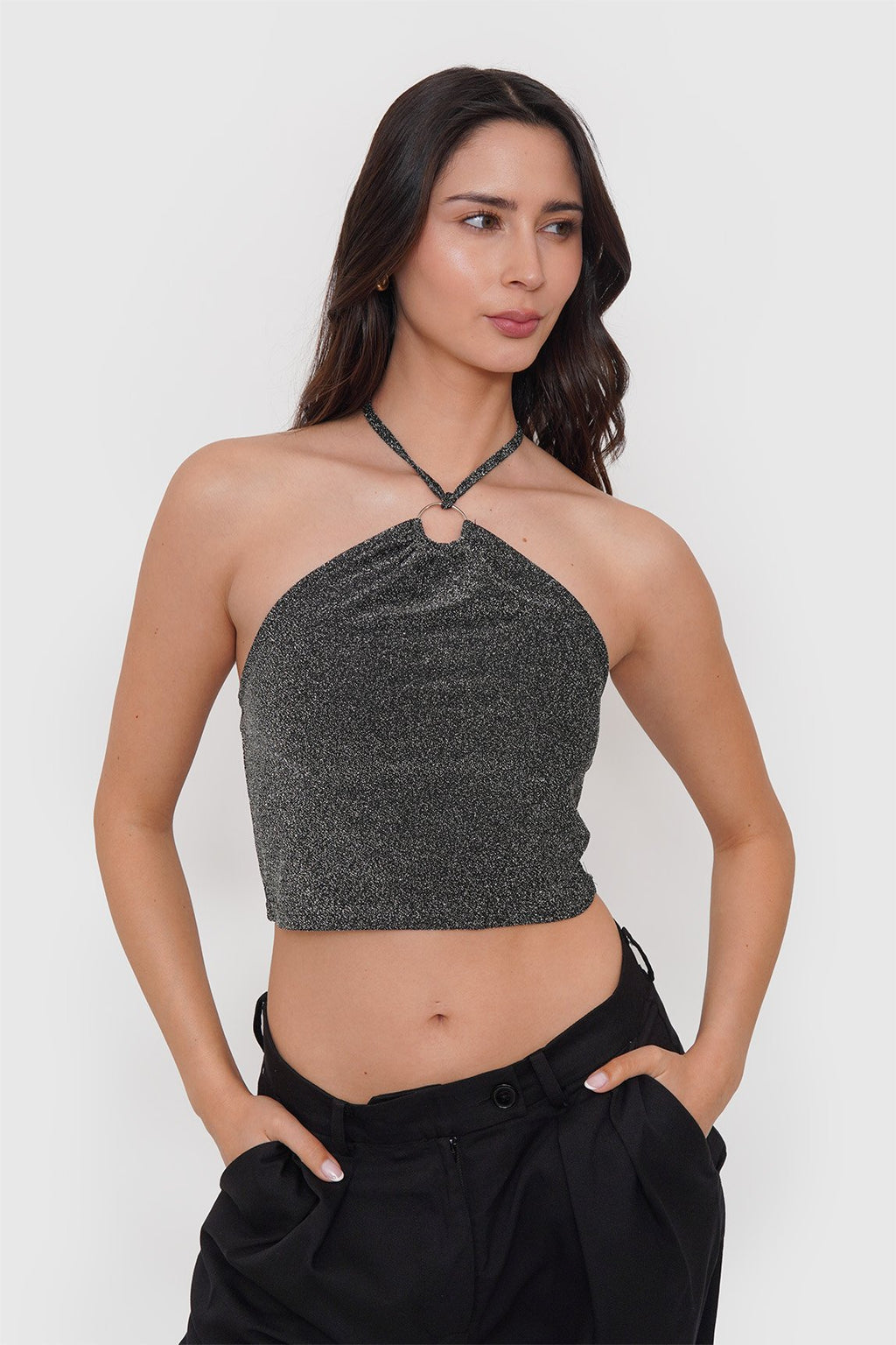 Top Metalizado Escote Halter