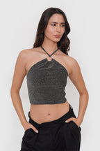 Top Metalizado Escote Halter