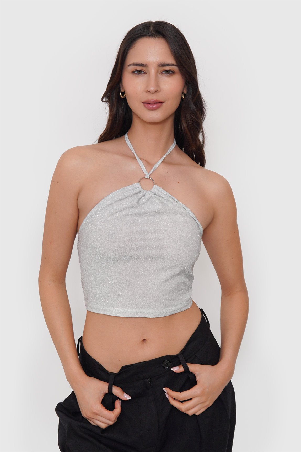 Top Metalizado Escote Halter