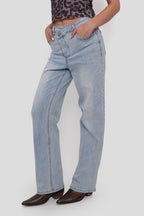 Jeans Wide Legs Cintura Cruzada Elasticado
