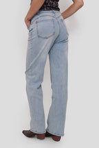 Jeans Wide Legs Cintura Cruzada Elasticado