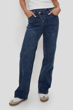 Jeans Wide Legs Cintura Cruzada Elasticado
