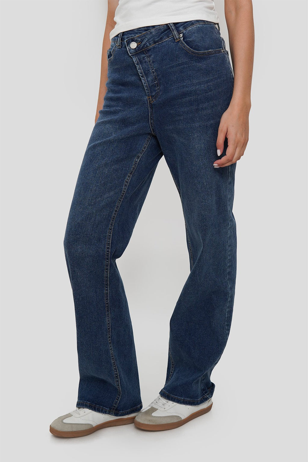 Jeans Wide Legs Cintura Cruzada Elasticado
