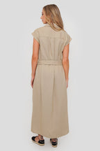 Vestido Camisero Midi con Lino