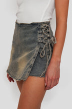 Falda Short Deslavada Elasticada
