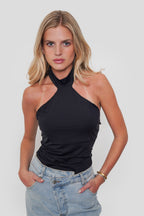 Top Lycra Halter con Botones