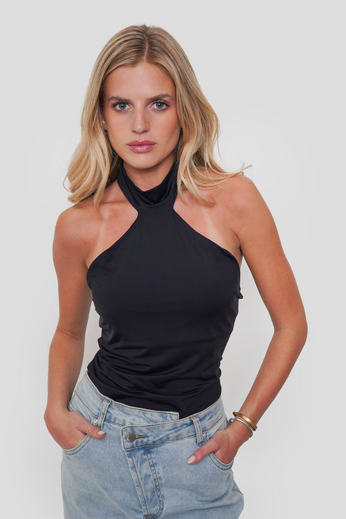 Top Lycra Halter con Botones