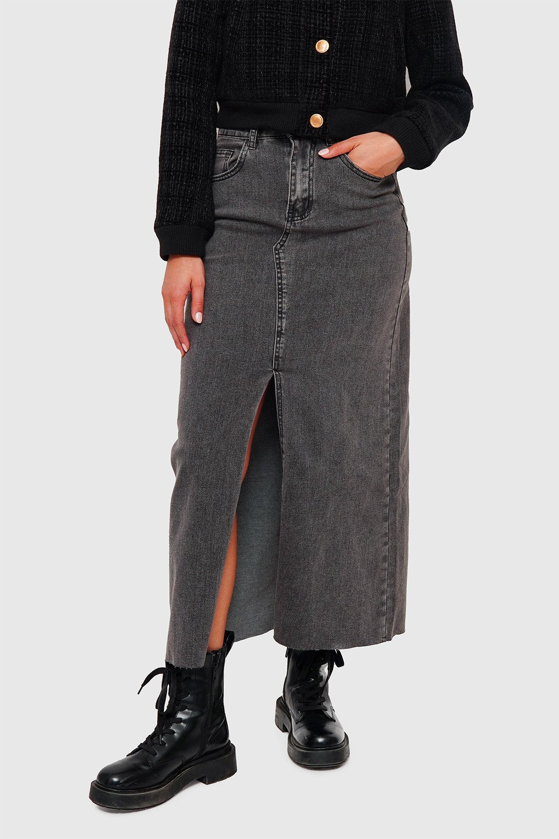Falda Larga Jeans Elasticada