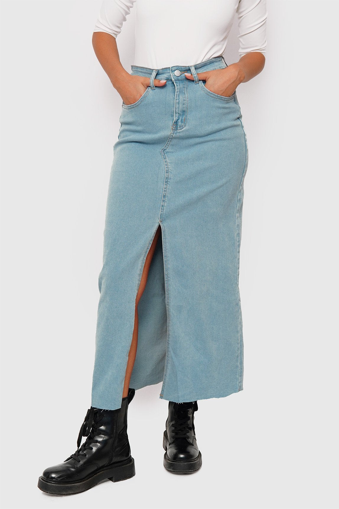 Falda Larga Jeans Elasticada