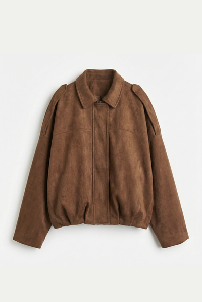 Chaqueta Bomber de Gamuza Oversize Forrada