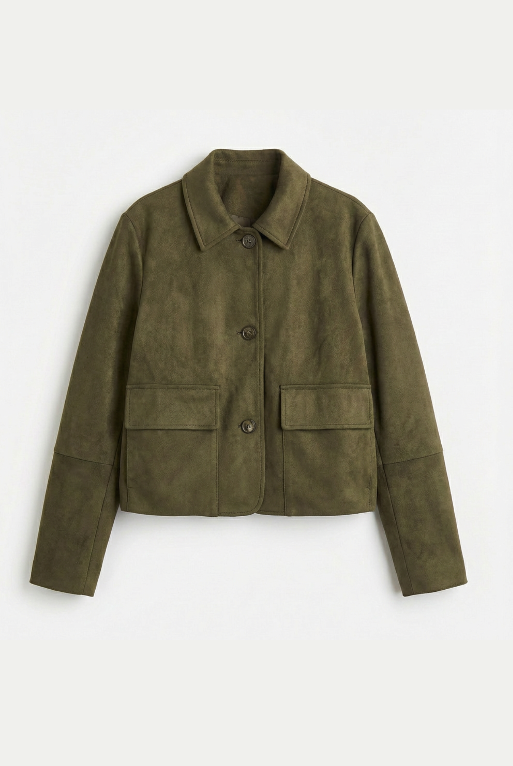 Chaqueta de Gamuza con Botones y Bolsillos Frontales
