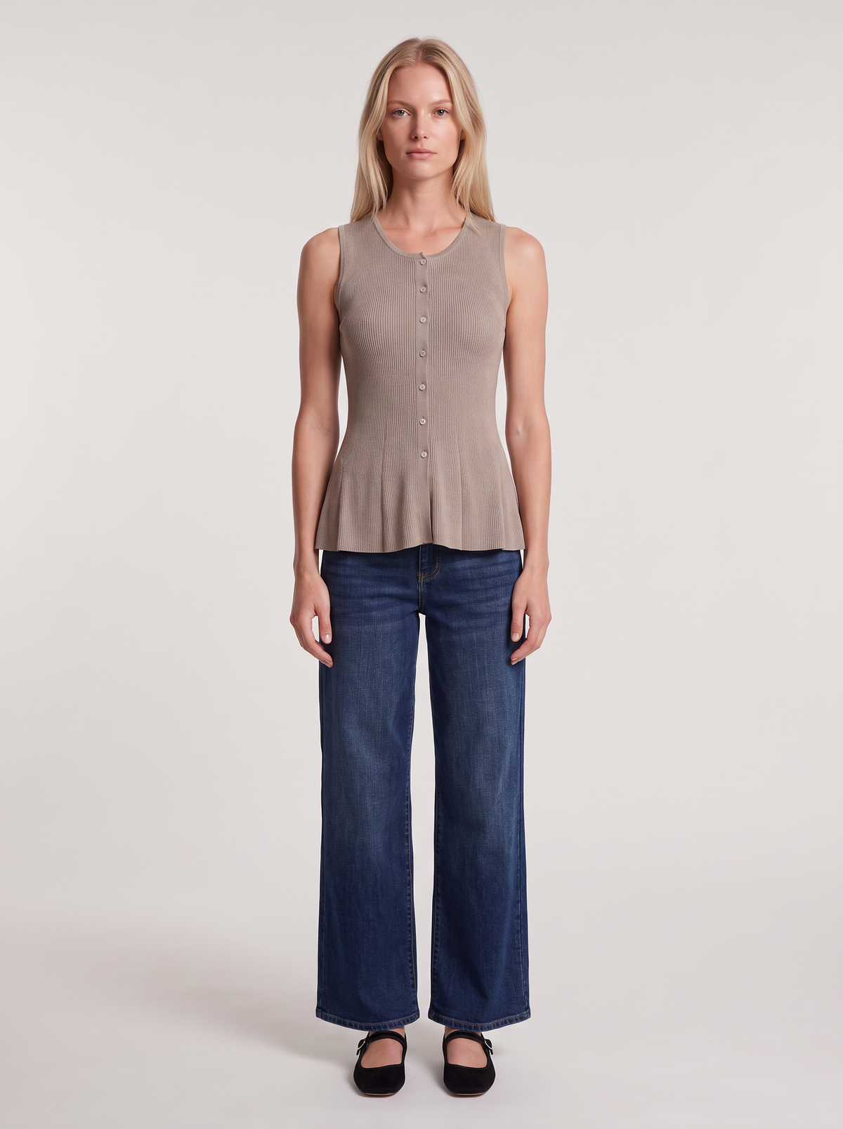 Chaleco Canutón Peplum Botones Nácar