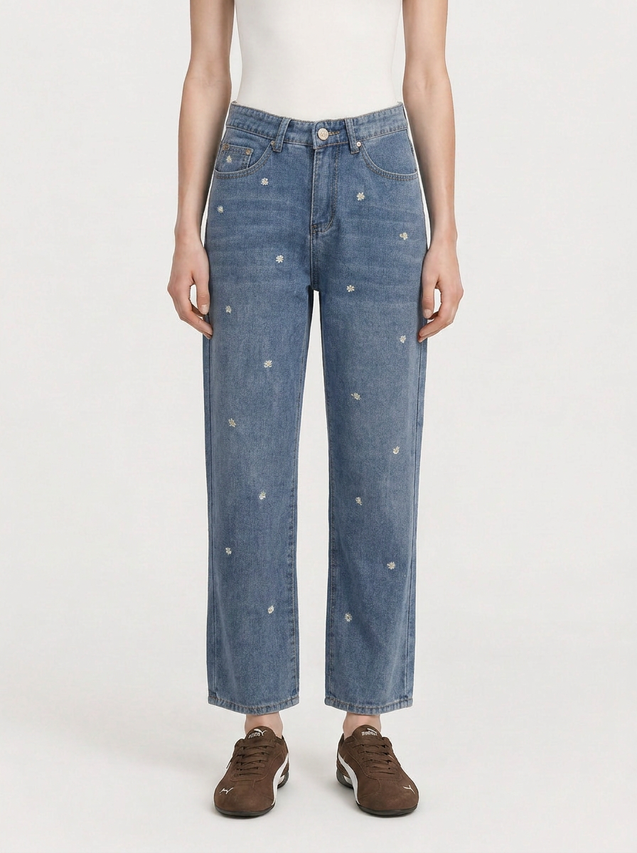 Jeans Bordado Margaritas