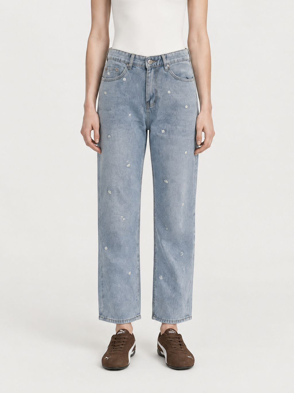 Jeans Bordado Margaritas