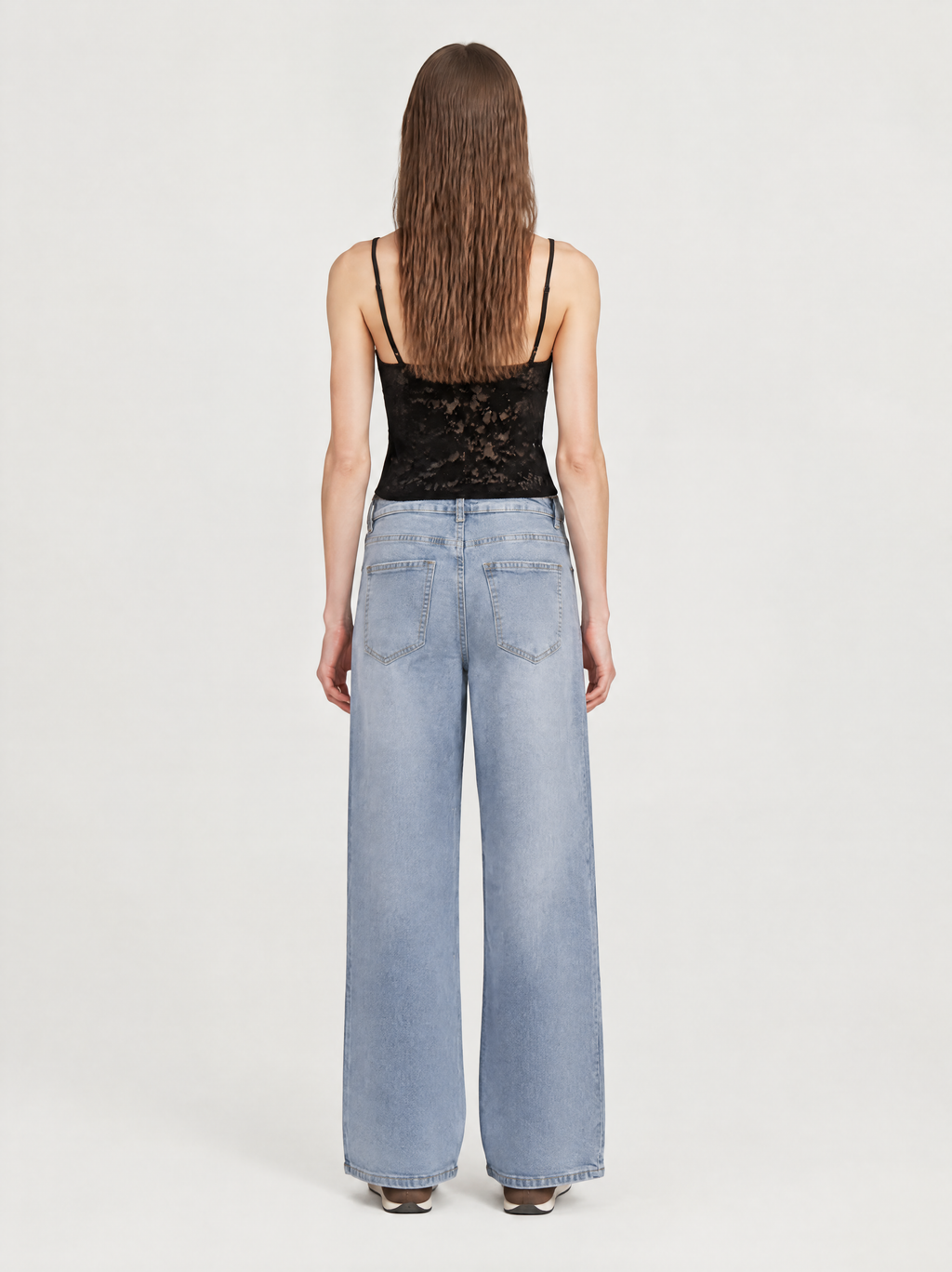 Jeans Wide Leg Elasticado Tiro Alto
