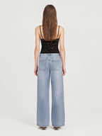 Jeans Wide Leg Elasticado Tiro Alto